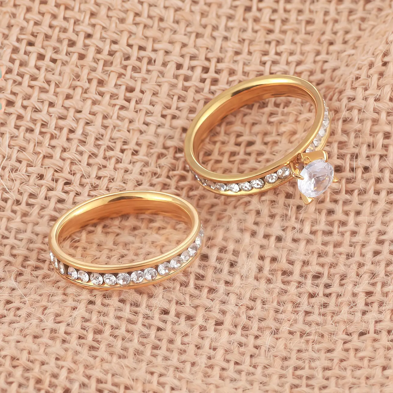 Stainless Steel Diamond Ring Gold Plated 6cm Diameter — feature 2