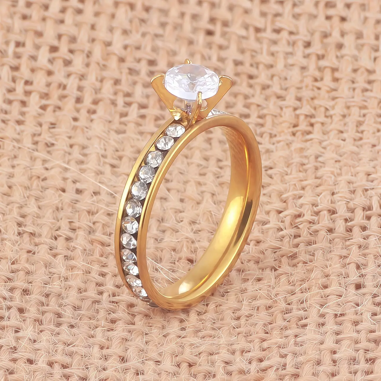 Stainless Steel Diamond Ring Gold Plated 6cm Diameter — feature 4