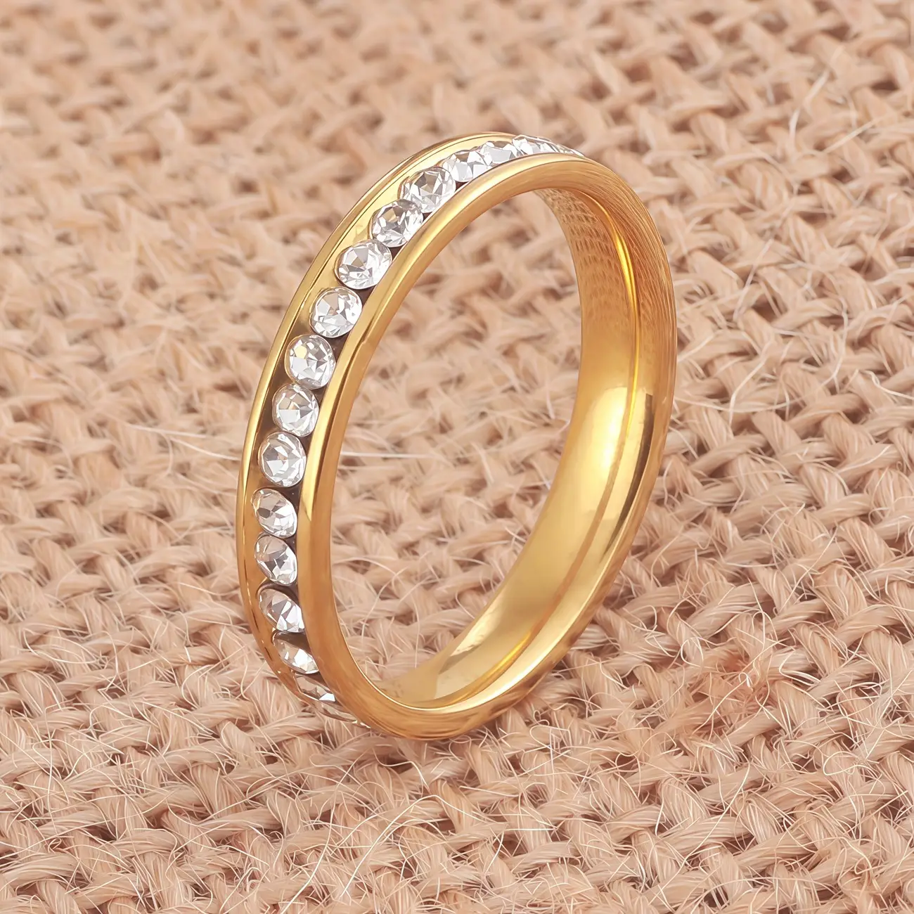 Stainless Steel Diamond Ring Gold Plated 6cm Diameter — feature 5