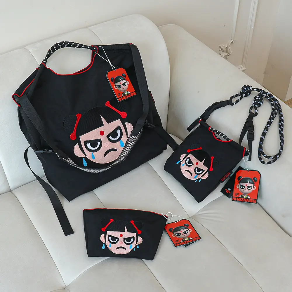 Hinezhna Cartoon Embroidered Nylon Shopping Bag Set - Image 39