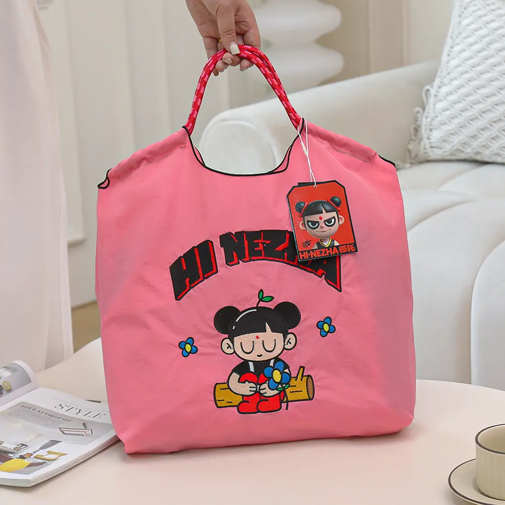 Hinezhna Cartoon Embroidered Nylon Shopping Bag Set - Image 6