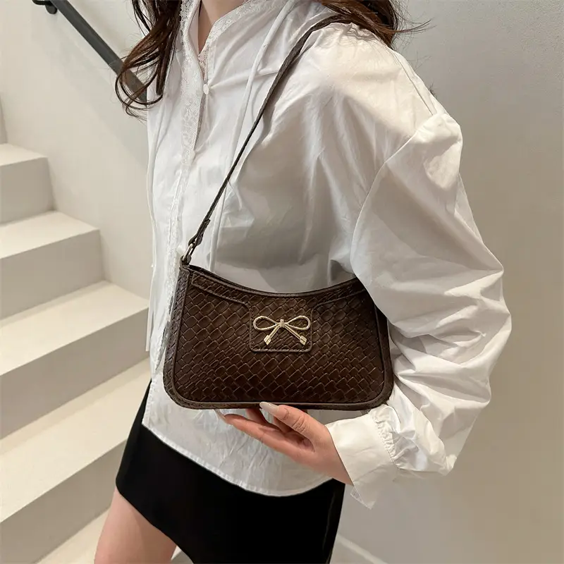 Women's Brown Bowknot Single Shoulder Bag 2025 - Image 8