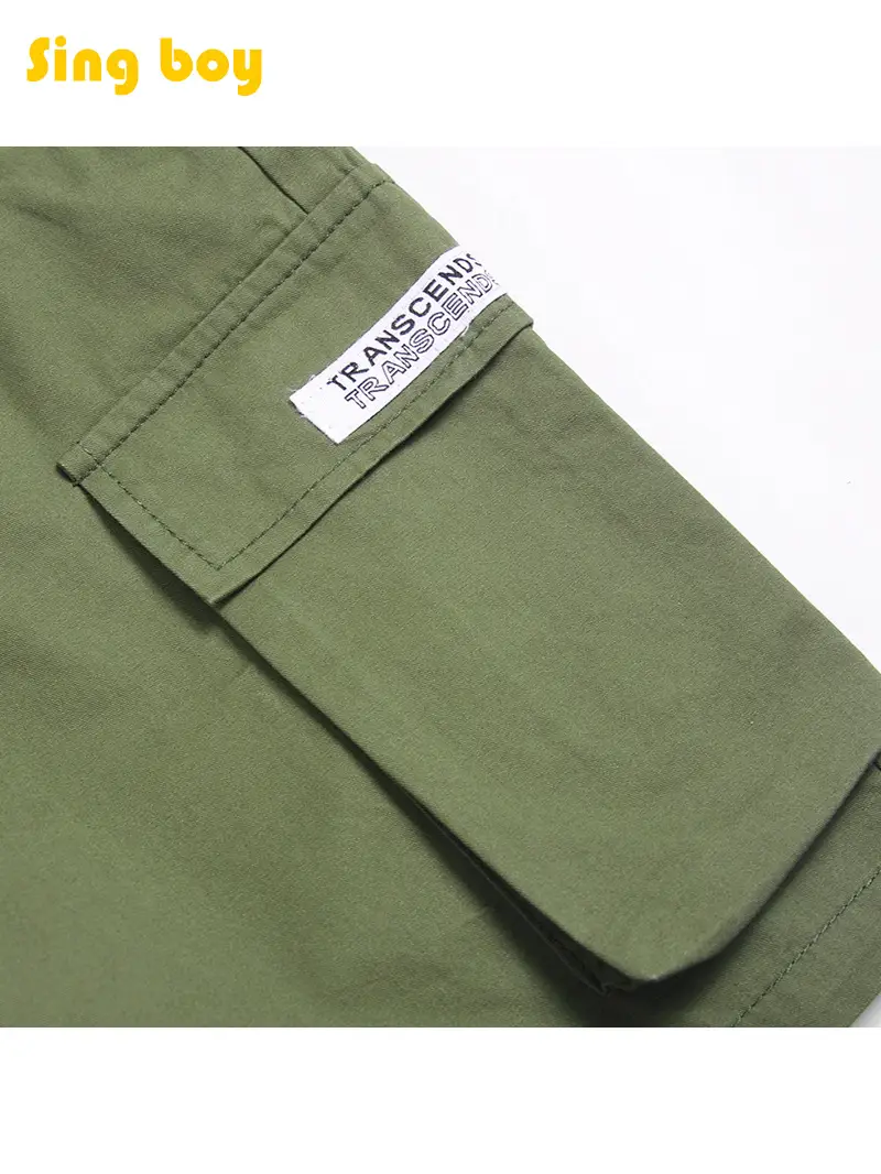Army Green Boys Mid-Length Cargo Shorts 2025
