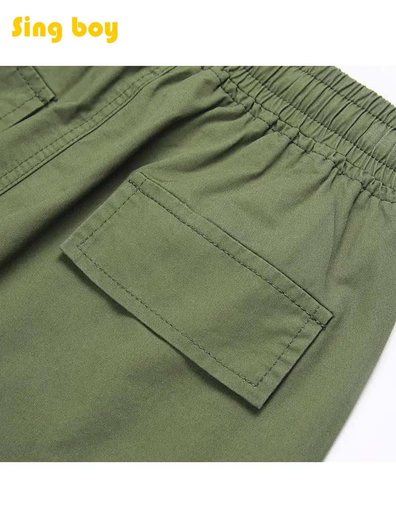 Army Green Boys Mid-Length Cargo Shorts 2025