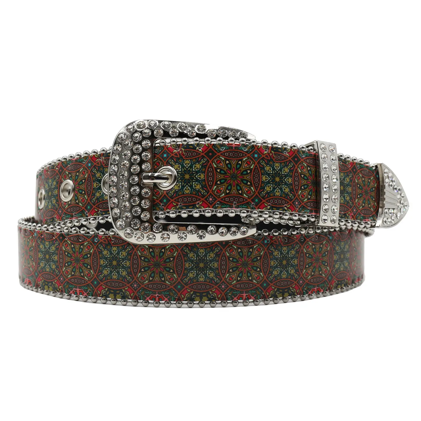 Rhinestone Printed Women's Belt Ethnic Pattern - Image 3