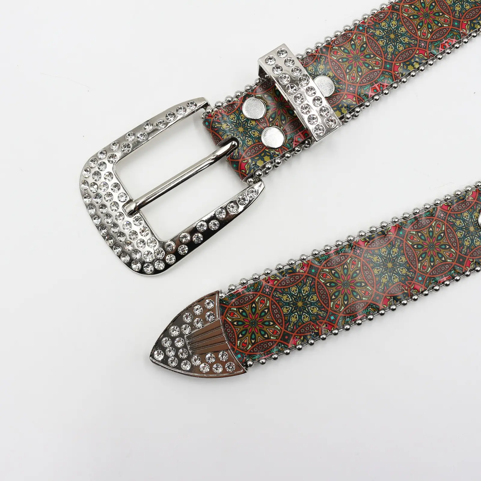 Rhinestone Printed Women's Belt Ethnic Pattern - Image 5