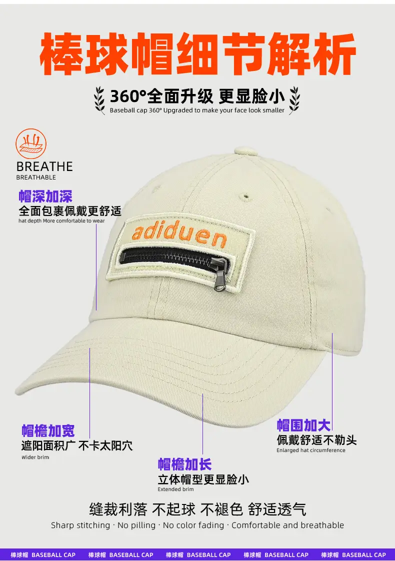 Adiuden New Cross-Border Baseball Cap Turquoise Zipper — feature 12