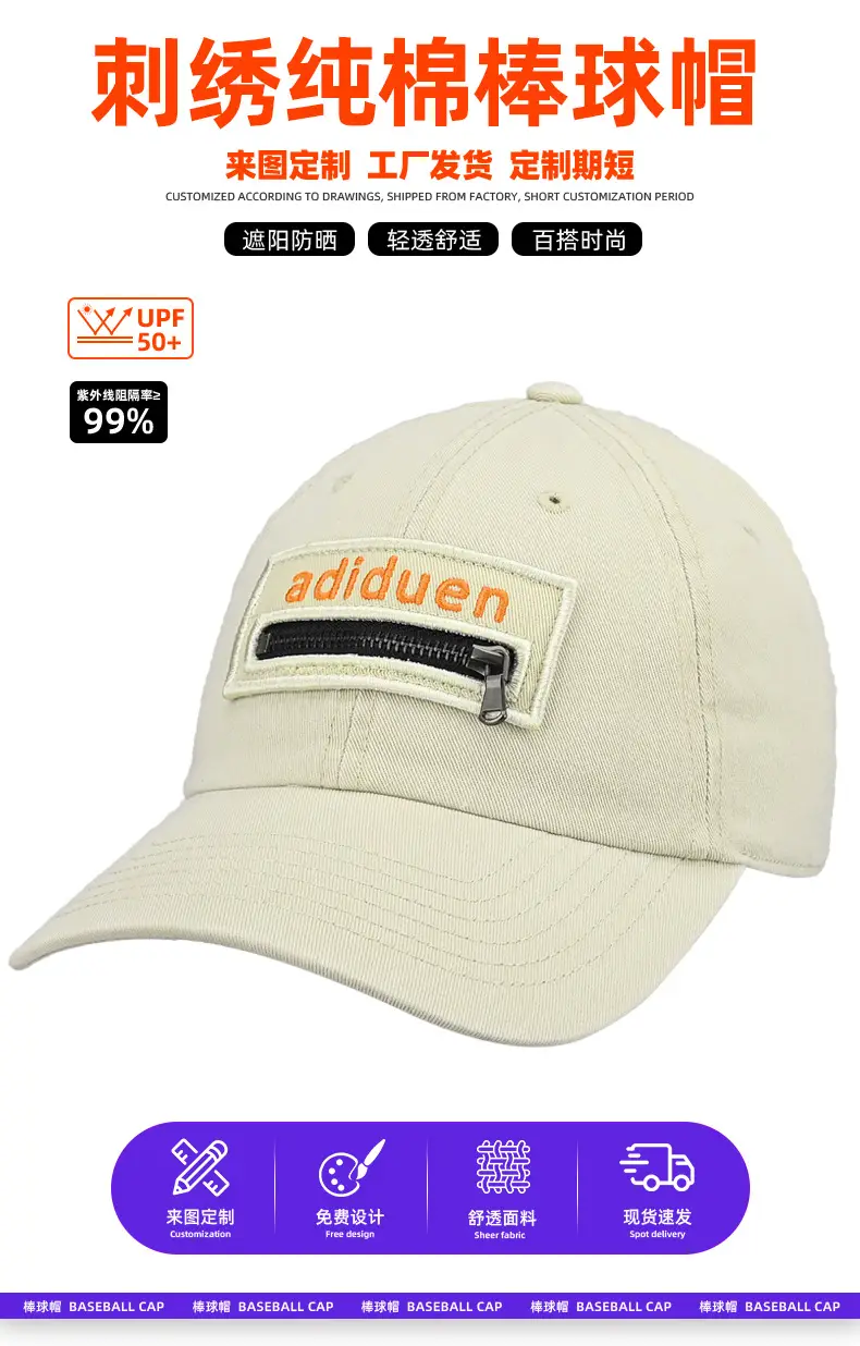 Adiuden New Cross-Border Baseball Cap Turquoise Zipper — feature 5