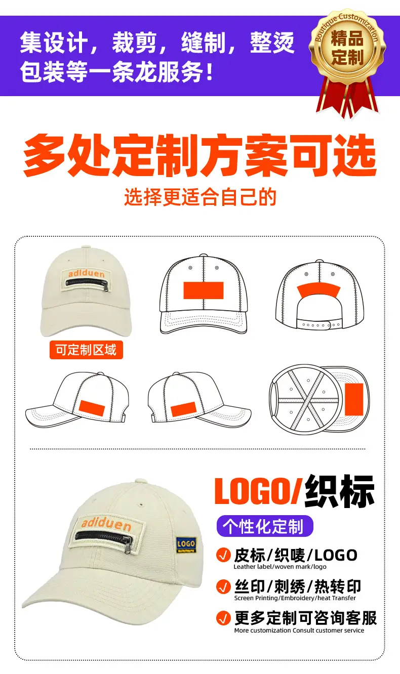 Adiuden New Cross-Border Baseball Cap Turquoise Zipper — feature 7