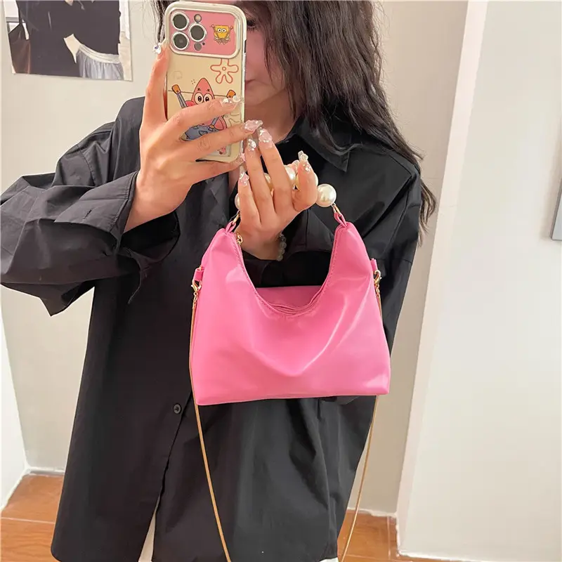 Pink Pearl Handle Shoulder Crossbody Bag for Women - Image 10