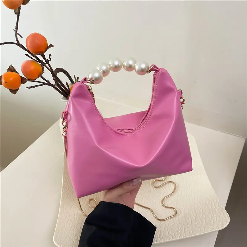 Pink Pearl Handle Shoulder Crossbody Bag for Women - Image 2