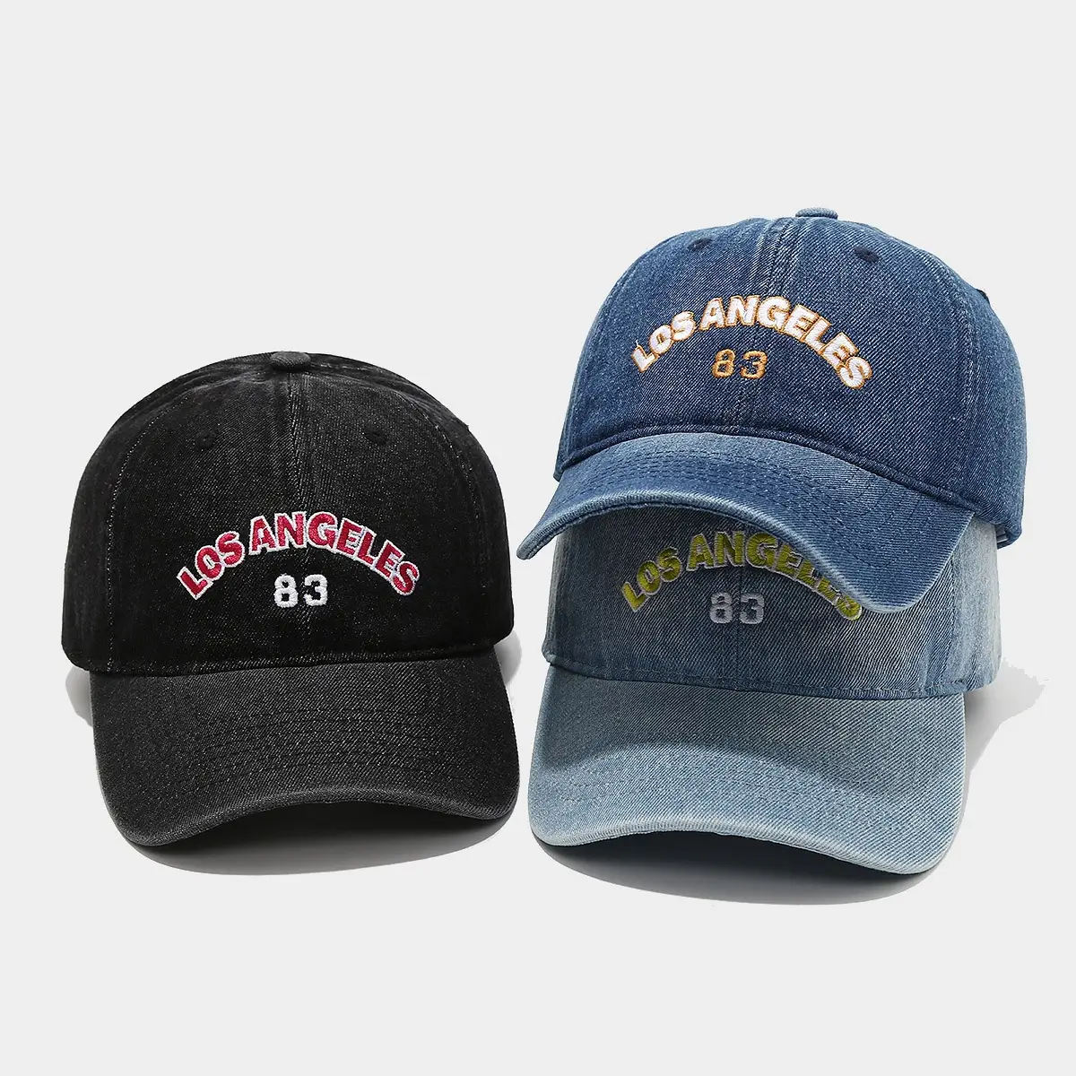 Retro Wash Denim Baseball Cap for Men Blue 83 - Image 5