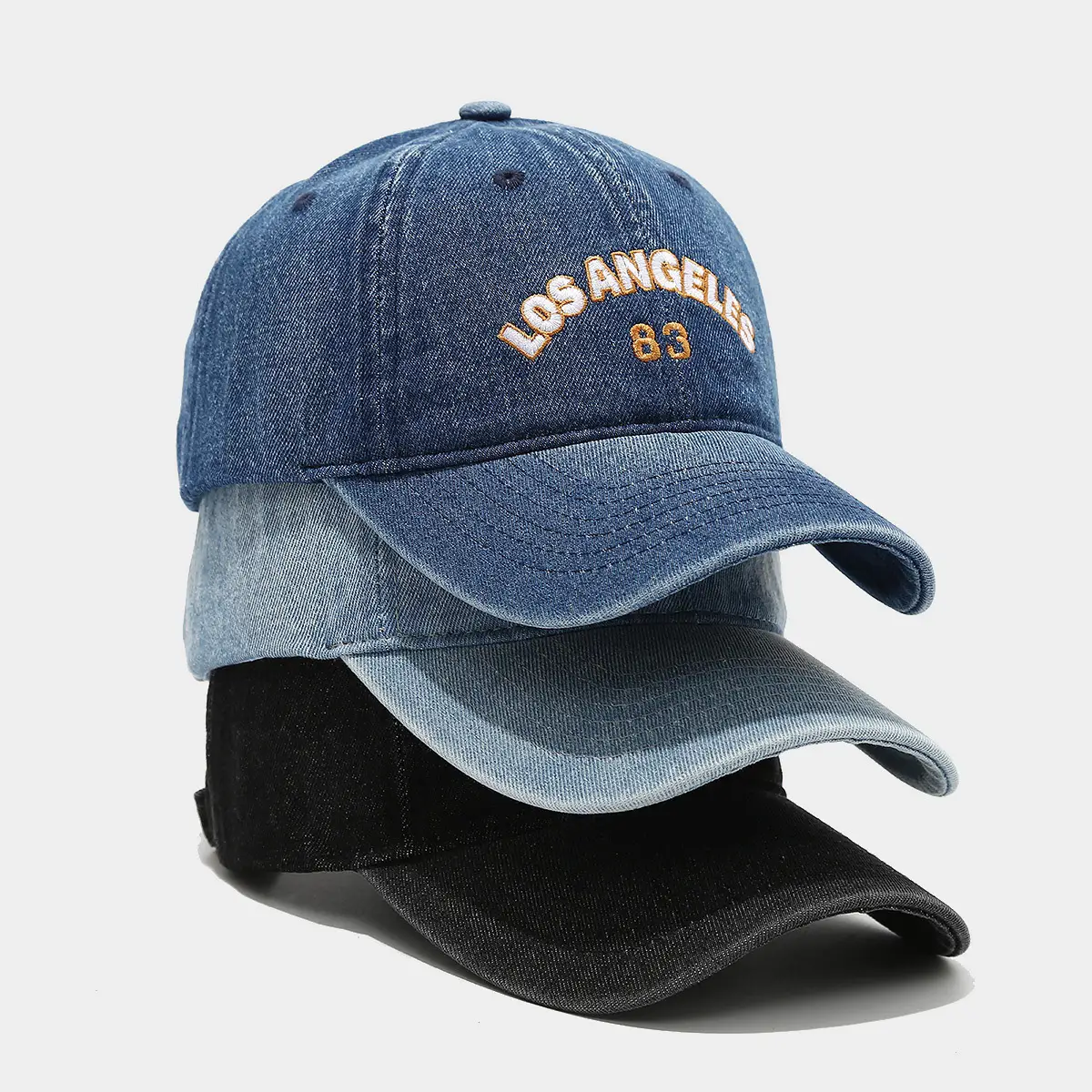 Retro Wash Denim Baseball Cap for Men Blue 83 - Image 6