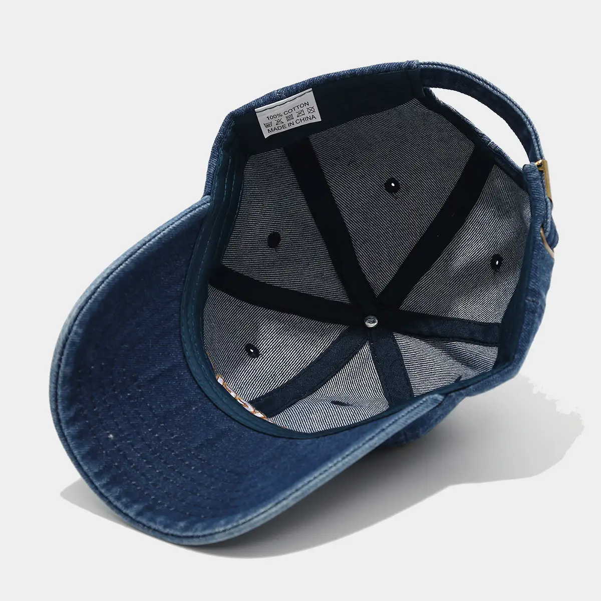 Retro Wash Denim Baseball Cap for Men Blue 83 — feature 9