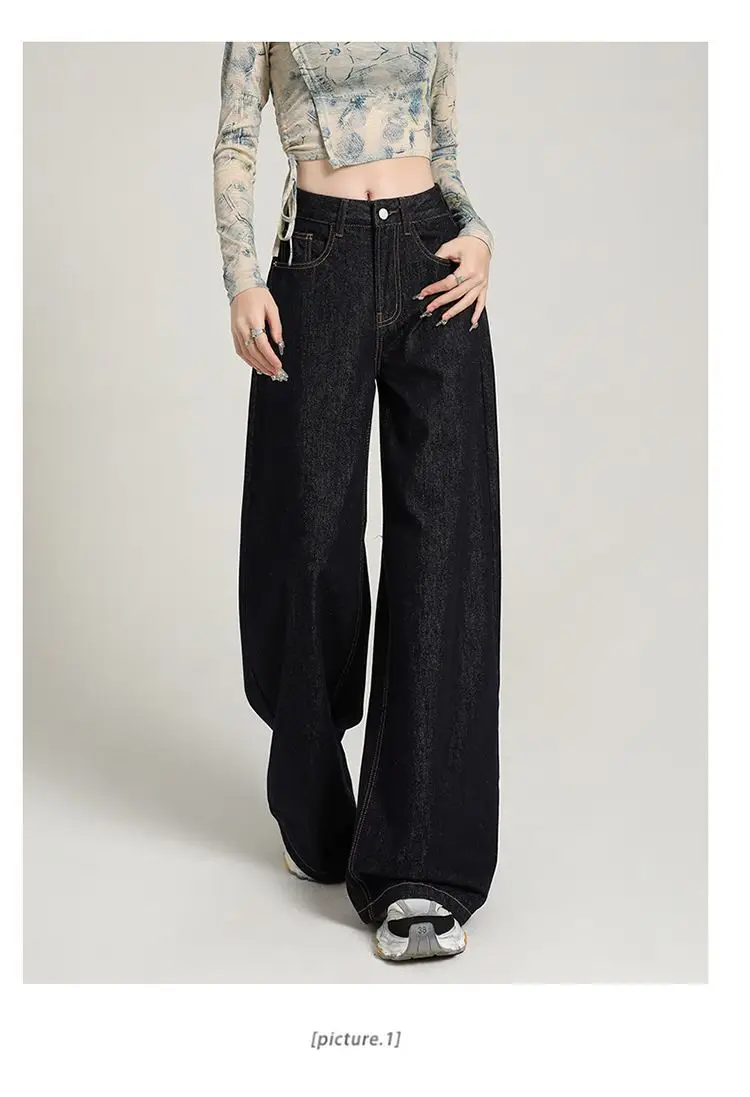 Dark Blue Wide Leg Pants 2025 Tall Skinny Casual Wear — feature 7
