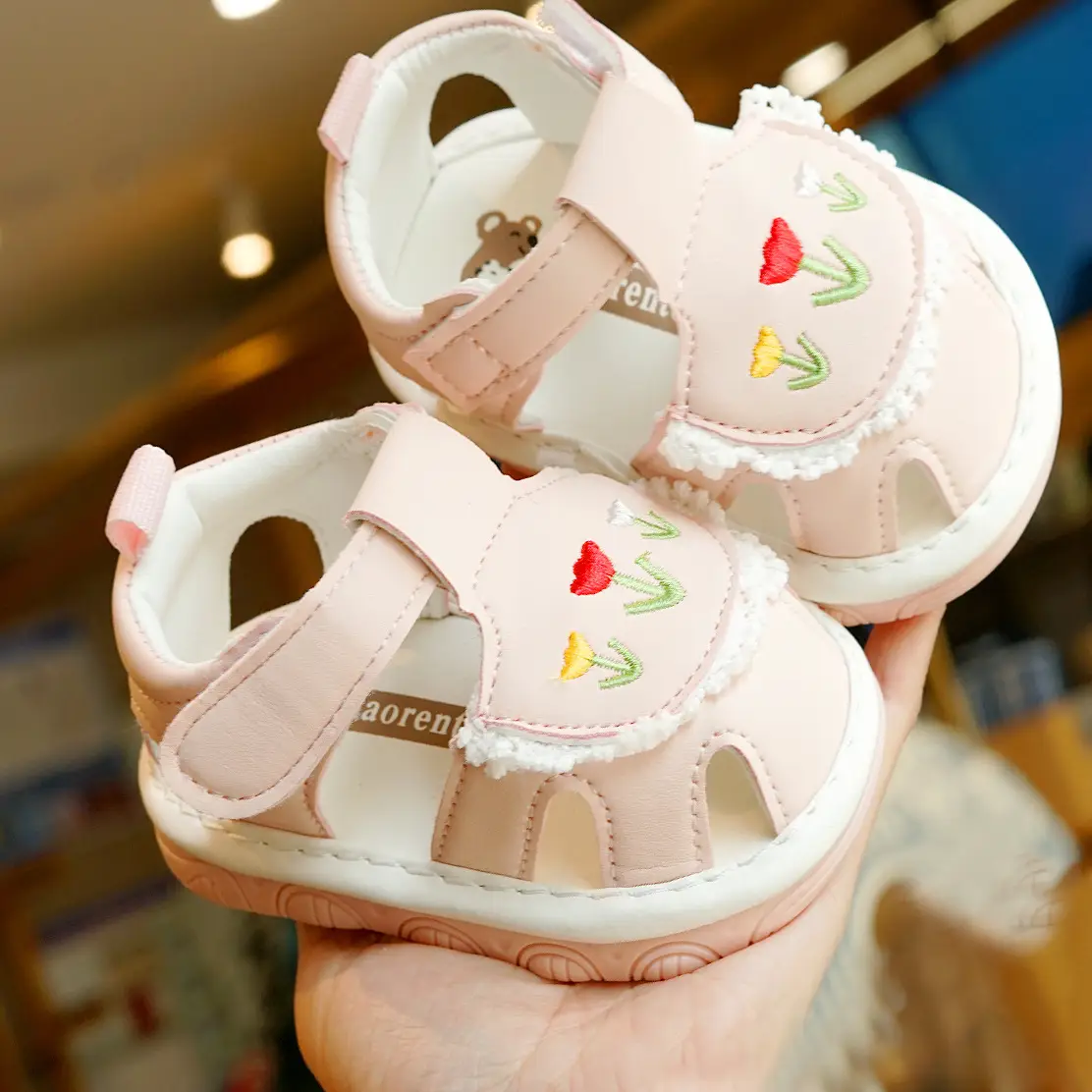 Pink Heart Toddler Sandals 1-2 Years Non-Slip Sole - Image 2