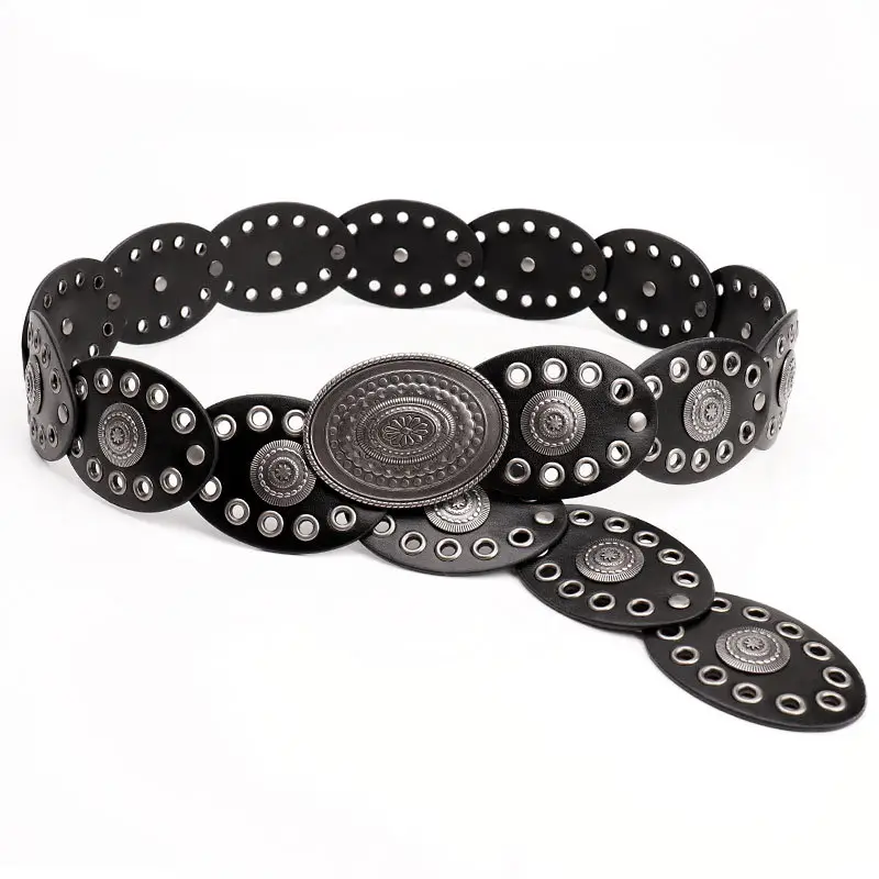 Hot Girl Retro Belt with Oval Splicing & Alloy Buckle - Image 6