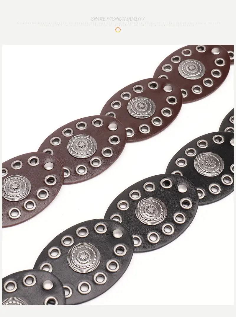 Hot Girl Retro Belt with Oval Splicing & Alloy Buckle — feature 18