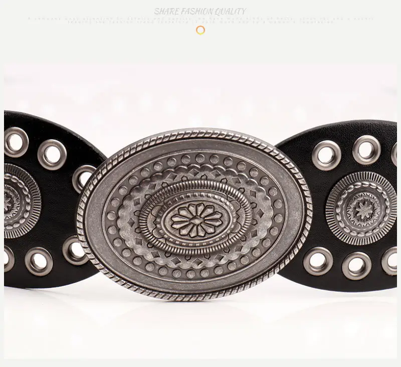 Hot Girl Retro Belt with Oval Splicing & Alloy Buckle — feature 19