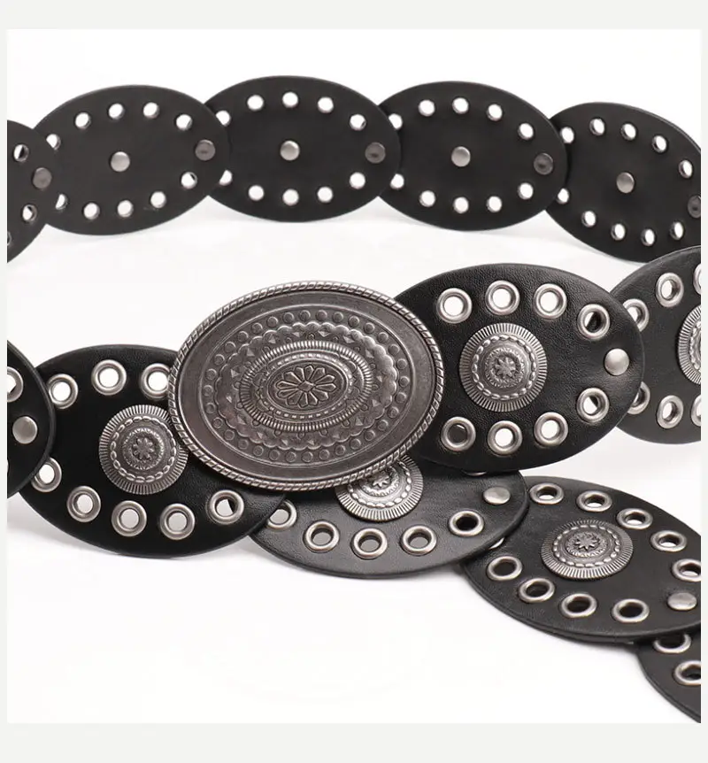 Hot Girl Retro Belt with Oval Splicing & Alloy Buckle — feature 21