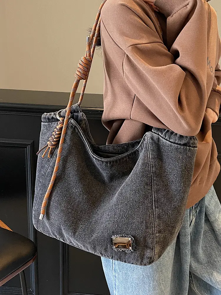 Women Denim Casual Shoulder Bag Large Capacity Lightweight - Image 6