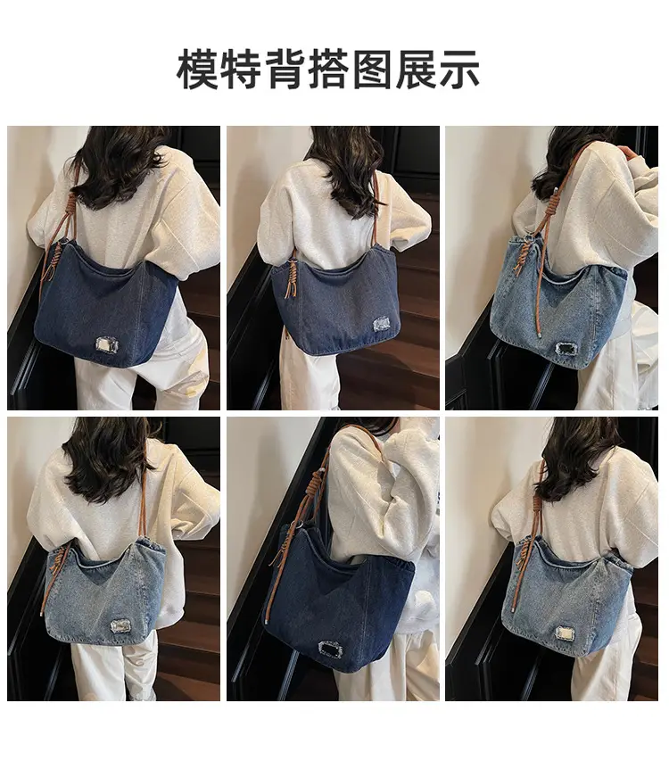 Women Denim Casual Shoulder Bag Large Capacity Lightweight — feature 10
