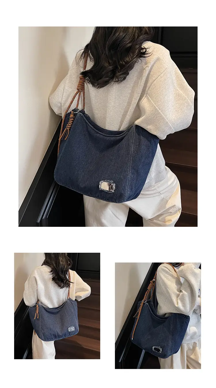 Women Denim Casual Shoulder Bag Large Capacity Lightweight — feature 11