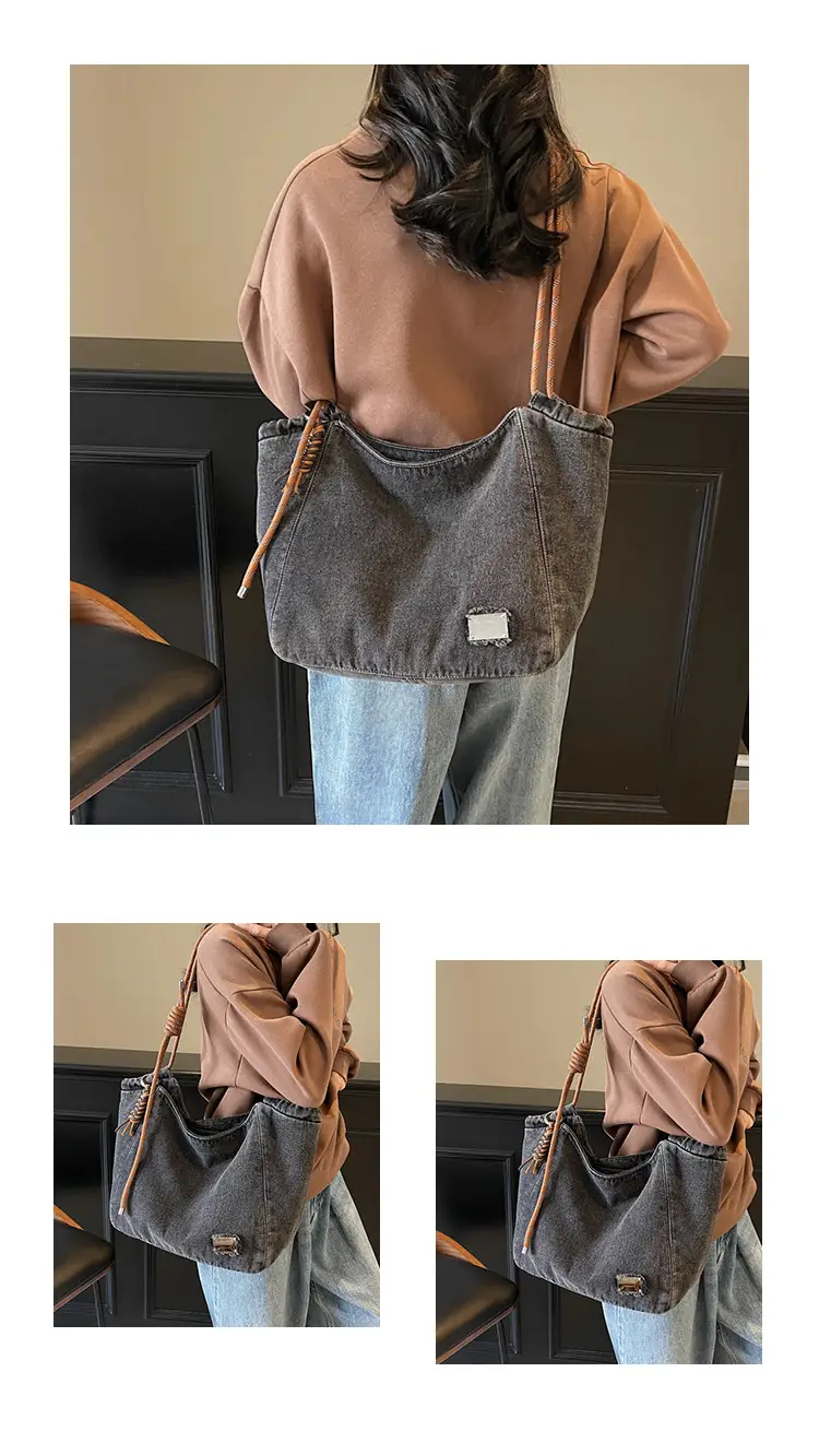 Women Denim Casual Shoulder Bag Large Capacity Lightweight — feature 12
