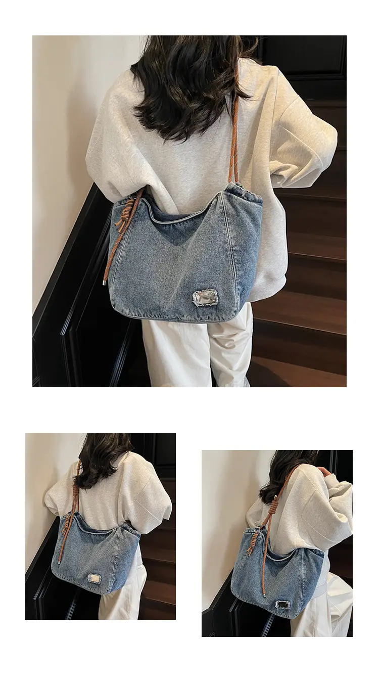 Women Denim Casual Shoulder Bag Large Capacity Lightweight — feature 13