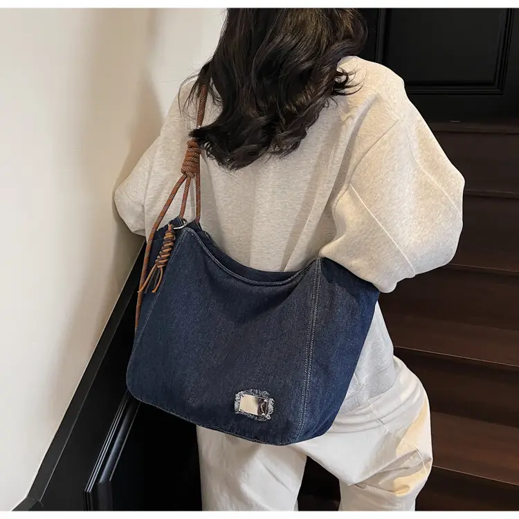 Women Denim Casual Shoulder Bag Large Capacity Lightweight — feature 15