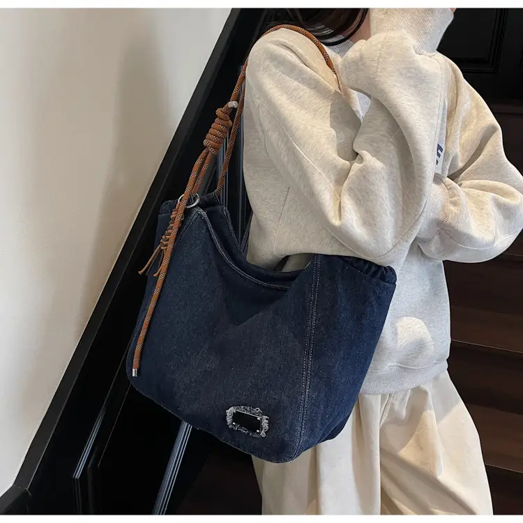 Women Denim Casual Shoulder Bag Large Capacity Lightweight — feature 16