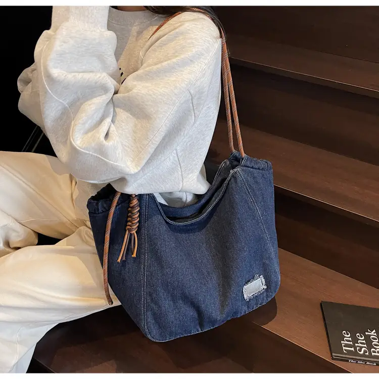 Women Denim Casual Shoulder Bag Large Capacity Lightweight — feature 17