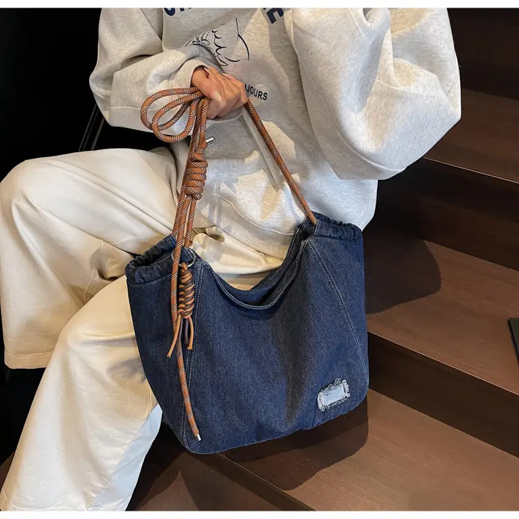 Women Denim Casual Shoulder Bag Large Capacity Lightweight — feature 18