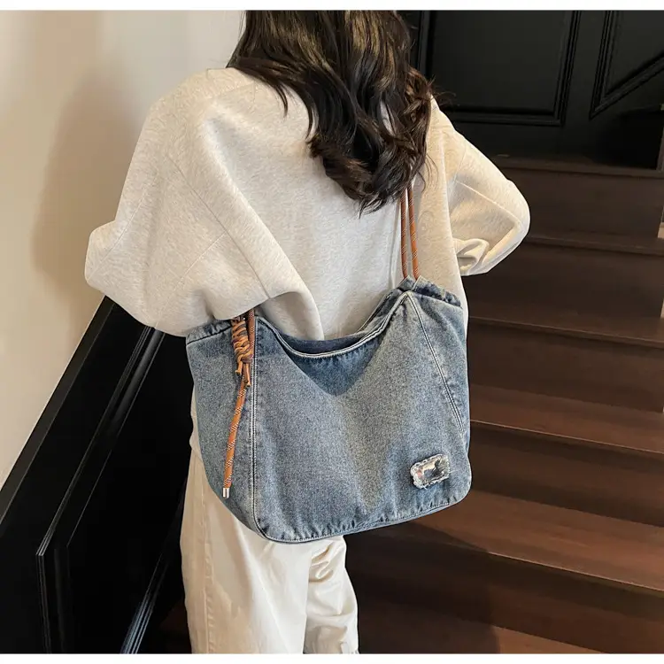 Women Denim Casual Shoulder Bag Large Capacity Lightweight — feature 19
