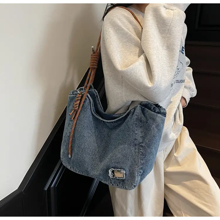 Women Denim Casual Shoulder Bag Large Capacity Lightweight — feature 20