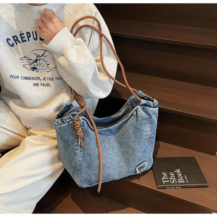 Women Denim Casual Shoulder Bag Large Capacity Lightweight — feature 22