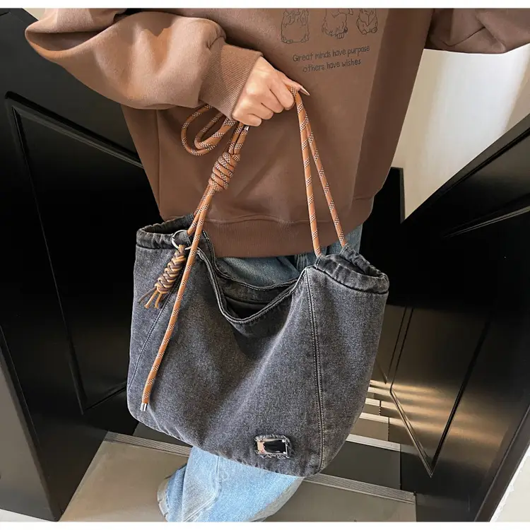 Women Denim Casual Shoulder Bag Large Capacity Lightweight — feature 26