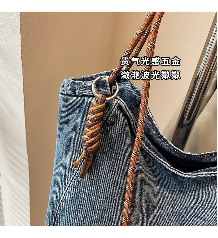 Women Denim Casual Shoulder Bag Large Capacity Lightweight — feature 6