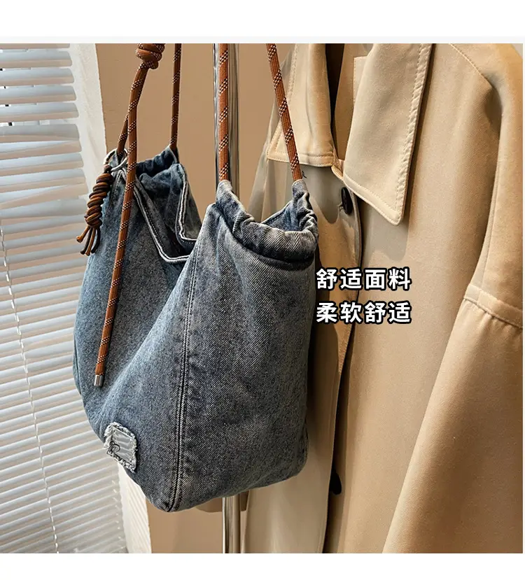 Women Denim Casual Shoulder Bag Large Capacity Lightweight — feature 7
