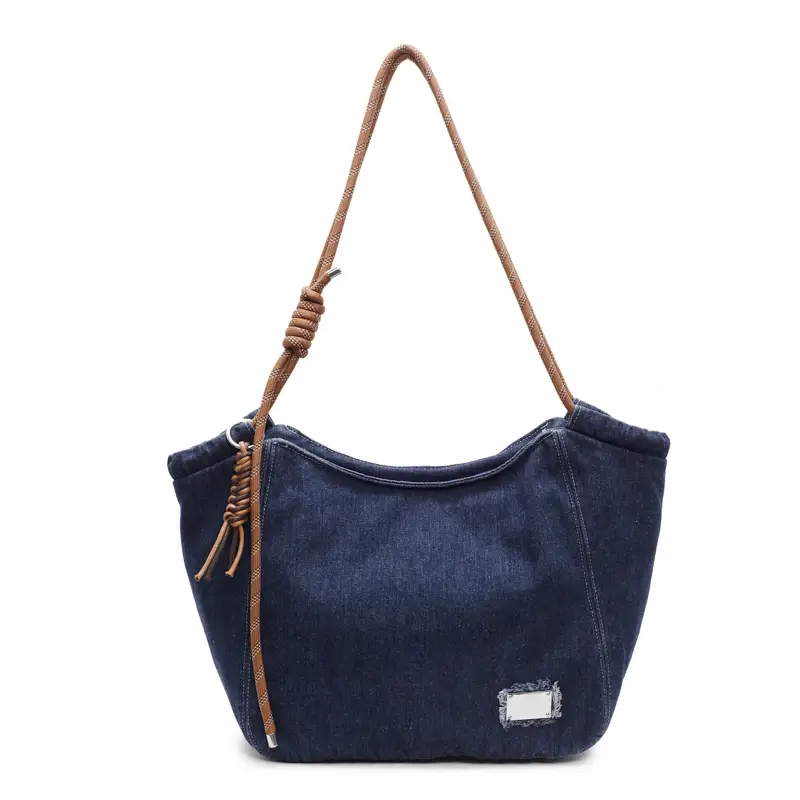 Women Denim Casual Shoulder Bag Large Capacity Lightweight - Image 2