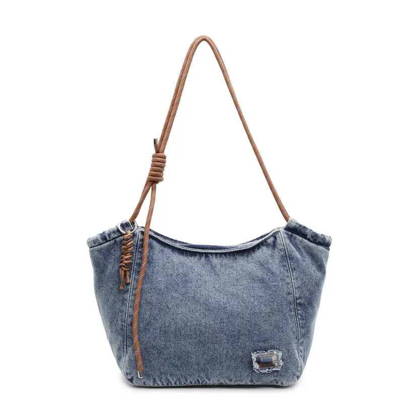 Women Denim Casual Shoulder Bag Large Capacity Lightweight - Image 3