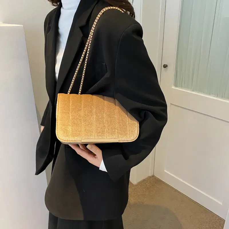 Velvet Square Bag for Women Red Chain Shoulder - Image 7