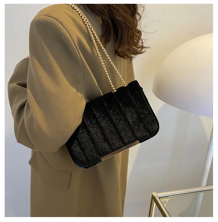 Velvet Square Bag for Women Red Chain Shoulder — feature 12