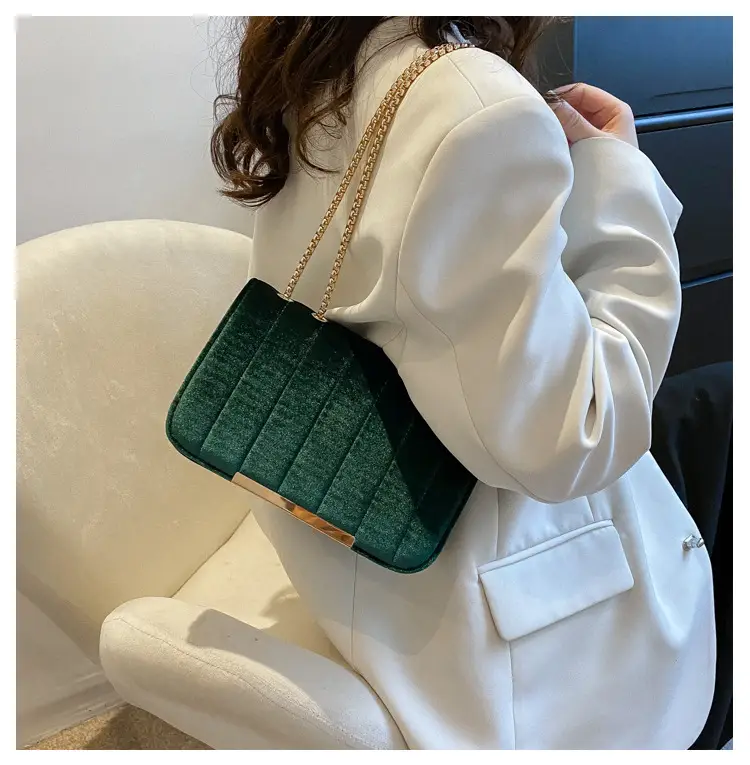 Velvet Square Bag for Women Red Chain Shoulder — feature 13