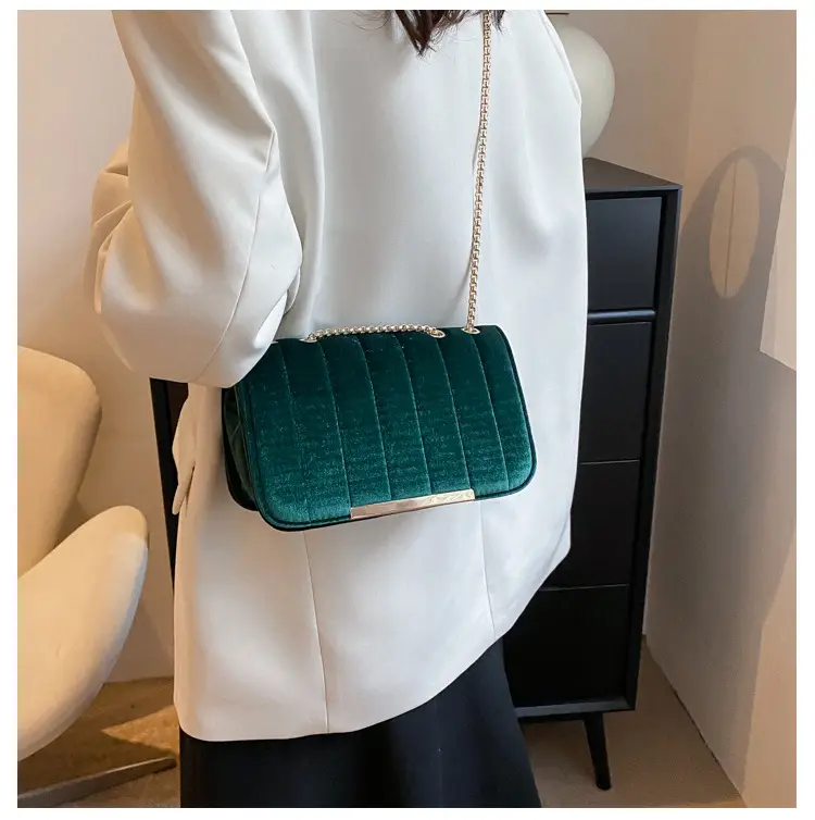 Velvet Square Bag for Women Red Chain Shoulder — feature 14