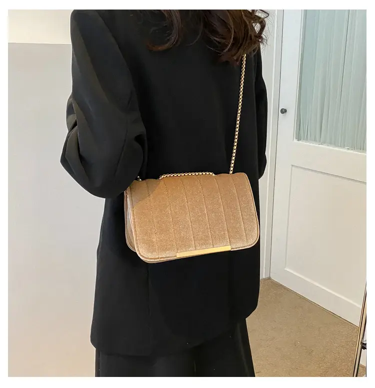 Velvet Square Bag for Women Red Chain Shoulder — feature 15