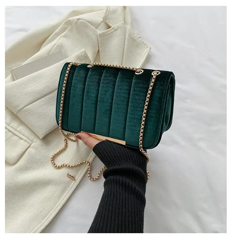 Velvet Square Bag for Women Red Chain Shoulder — feature 19