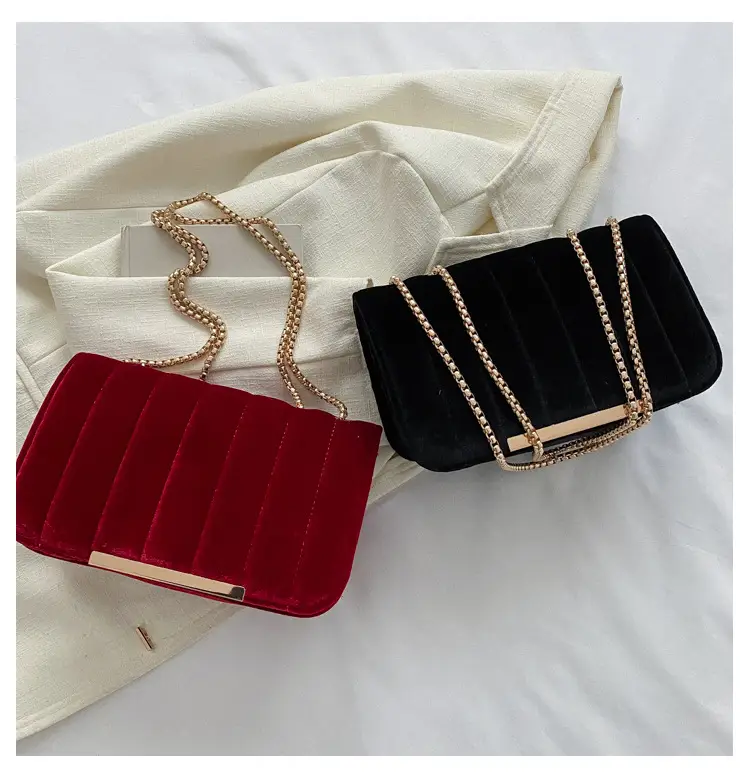 Velvet Square Bag for Women Red Chain Shoulder — feature 23