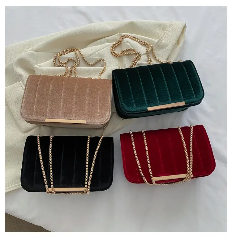 Velvet Square Bag for Women Red Chain Shoulder — feature 24