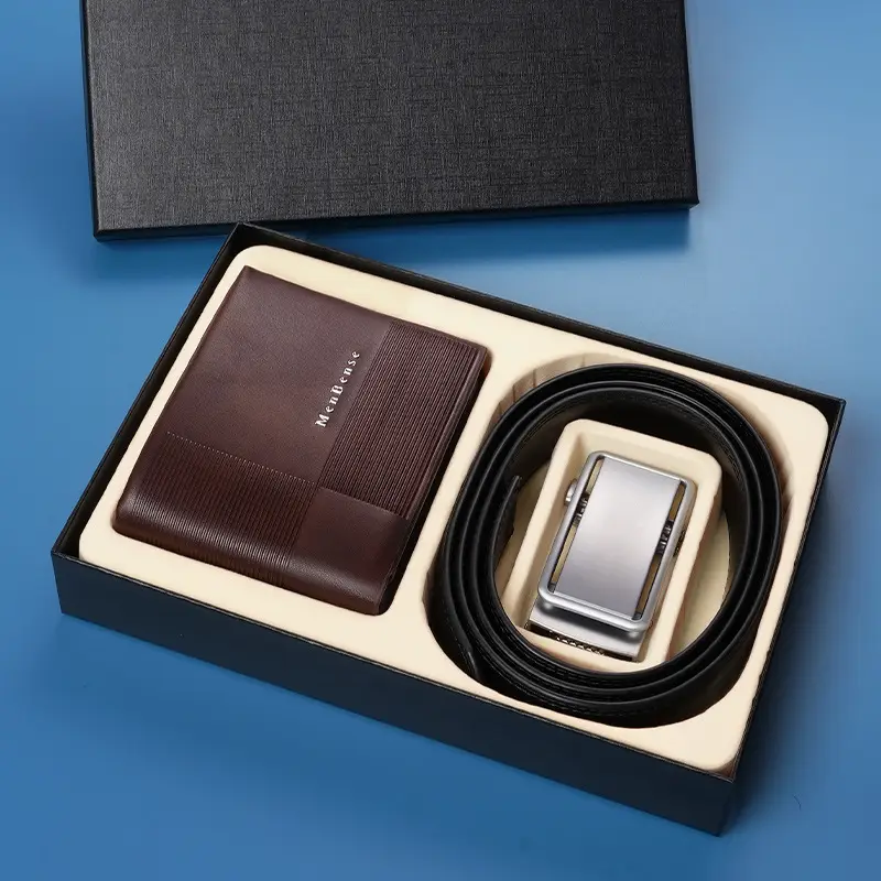 Men's Automatic Buckle Belt Wallet Gift Box